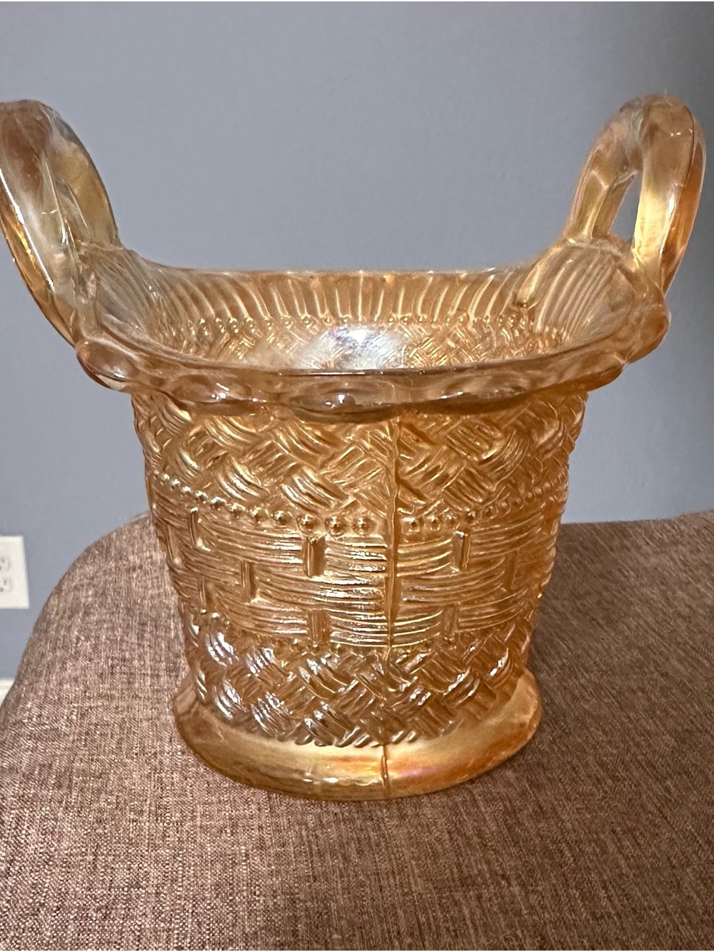 Golden Iridescent Glass Basket with Handles - Home Accents